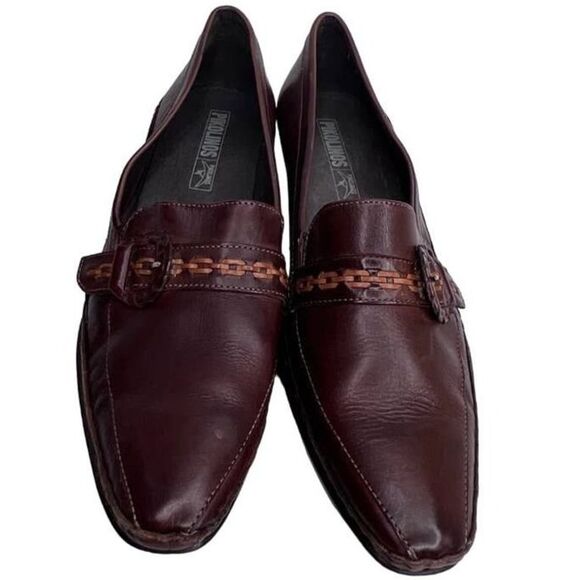 PIKOLINOS BROWN POINTED TOE SLIP ON CLASSIC CASUAL LEATHER MULES WOMENS SIZE 39 - Picture 4 of 8